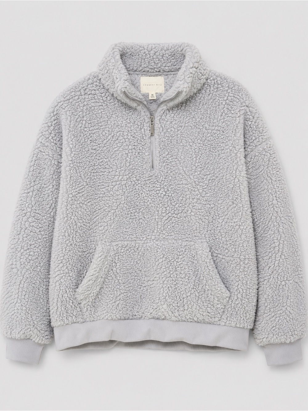 Copper Key Women’s M Light Gray Sherpa Quarter Zip Pullover
